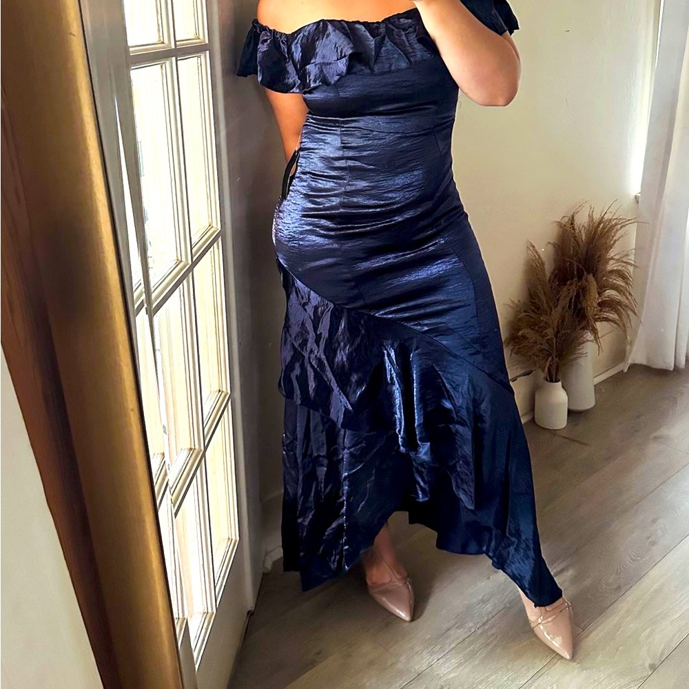 Metallic Blue Cocktail Dress (size 10) NEW